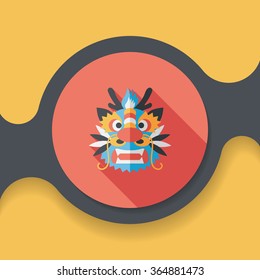 Chinese New Year flat icon with long shadow,eps10,The dragon and lion dancing head