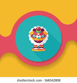 Chinese New Year flat icon with long shadow,eps10,The dragon and lion dancing head