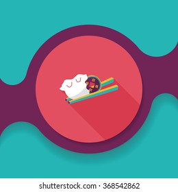 Chinese New Year flat icon with long shadow,eps10, Coin wrapped in dumplings where people eat throughout the year will be very lucky and get rich.