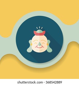 Chinese New Year flat icon with long shadow,eps10, Maitreya means "Bless you have wealth, monasticism and popularity."