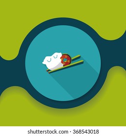 Chinese New Year flat icon with long shadow,eps10, Coin wrapped in dumplings where people eat throughout the year will be very lucky and get rich.