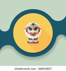 Chinese New Year flat icon with long shadow,eps10,The dragon and lion dancing head