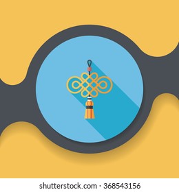 Chinese New Year flat icon with long shadow,eps10, lucky Chinese knot means " wish good luck and fortune comes."