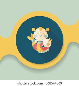 Chinese New Year flat icon with long shadow,eps10 Chinese Mascot means "May you always get more than you wish for." 