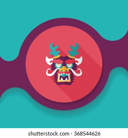 Chinese New Year flat icon with long shadow,eps10,The dragon and lion dancing head