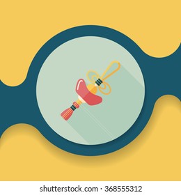 Chinese New Year flat icon with long shadow,eps10, Gold ingot lucky pendant means " wish good luck and fortune comes."