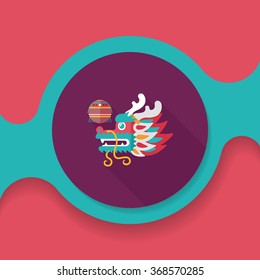 Chinese New Year flat icon with long shadow,eps10,The dragon and lion dancing head
