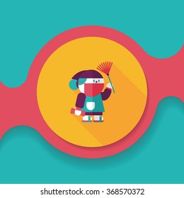 Chinese New Year flat icon with long shadow,eps10, When the Chinese New Year ,we will be cleaning our homes and the environment. 