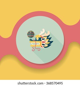 Chinese New Year flat icon with long shadow,eps10,The dragon and lion dancing head
