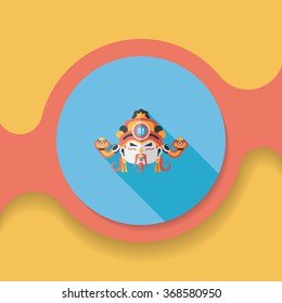 Chinese New Year flat icon with long shadow,eps10, God of wealth