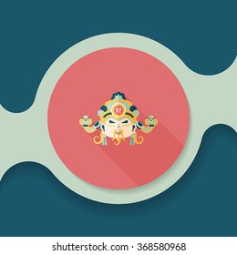Chinese New Year flat icon with long shadow,eps10, God of wealth