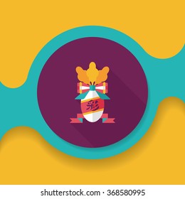 Chinese New Year flat icon with long shadow,eps10, lucky white radish with Chinese words means " Wish it can brings luck to you in the new year."