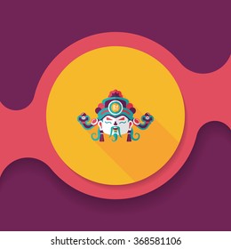 Chinese New Year flat icon with long shadow,eps10, God of wealth