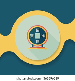 Chinese New Year flat icon with long shadow,eps10, Chinese decoration, Chinese words mean wish you can be wealthy and prosperity.