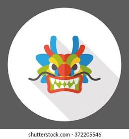 Chinese New Year flat icon; The dragon and lion dancing head