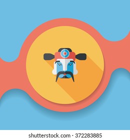 Chinese New Year flat icon with long shadow,eps10, God of wealth