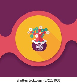 Chinese New Year flat icon with long shadow,eps10, Chinese decoration, Chinese words mean wish you can be wealthy and prosperity.