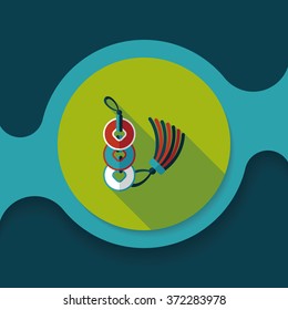 Chinese New Year flat icon with long shadow,eps10, Ancient coins lucky pendant means " wish good luck and fortune comes."