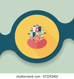 Chinese New Year flat icon with long shadow,eps10, Chinese decorative bamboo means " I wish more and more not only progress but also fortune in your life."
