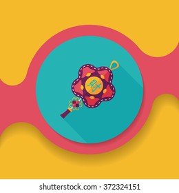 Chinese New Year flat icon with long shadow,eps10, lucky Chinese knot means " wish good luck and fortune comes."