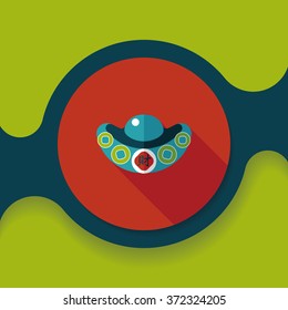 Chinese New Year flat icon with long shadow,eps10, Gold ingot with Chinese words means " wish you earn a lot of money."