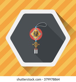 Chinese New Year flat icon with long shadow,eps10, Chinese festival couplets with lantern means " wish Spring comes."