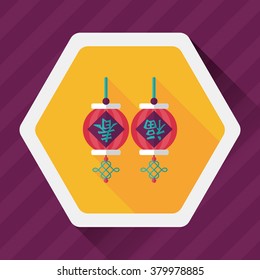 Chinese New Year flat icon with long shadow,eps10, Chinese festival couplets with lantern means " wish good luck and Spring comes."