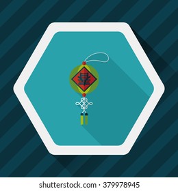Chinese New Year flat icon with long shadow,eps10, Chinese festival couplets with lantern means " wish Spring comes."