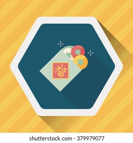 Chinese New Year flat icon with long shadow,eps10, Ancient coins lucky pendant means " wish good luck and fortune comes."