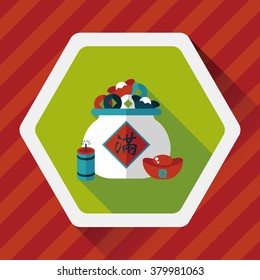 Chinese New Year flat icon with long shadow,eps10, Gold ingot means " wish good luck and fortune come."