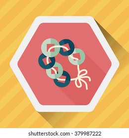 Chinese New Year flat icon with long shadow,eps10, Ancient coins lucky pendant means " wish good luck and fortune comes."