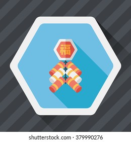 Chinese New Year flat icon, eps10, Chinese festival couplets with firecrackers means " wish good luck."