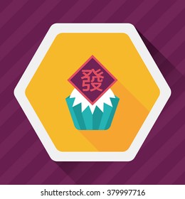 Chinese New Year flat icon with long shadow,eps10 ,Chinese steamed sponge cake means both prosperity and wealth".