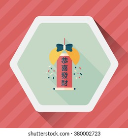 Chinese New Year flat icon with long shadow,eps10, Celebrate decoration ball with Chinese blessing words " May you have a prosperous New Year! Ã¢??