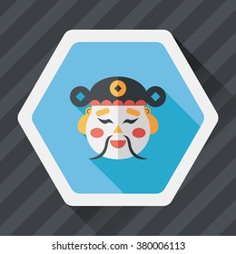 Chinese New Year flat icon with long shadow,eps10, God of wealth