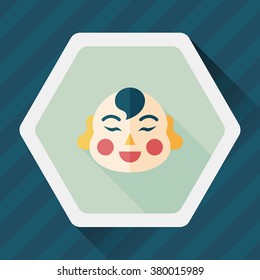 Chinese New Year flat icon with long shadow,eps10, Maitreya doll decoration means "Bless you have wealth, monasticism and popularity."