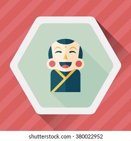 Chinese New Year flat icon with long shadow,eps10, Maitreya doll decoration means "Bless you have wealth, monasticism and popularity."