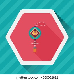 Chinese New Year flat icon with long shadow,eps10, Chinese festival couplets with lantern means " wish Spring comes."