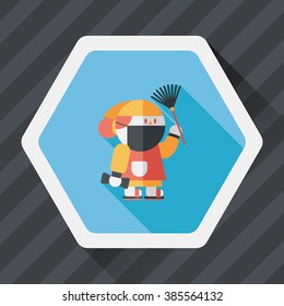 Chinese New Year flat icon with long shadow,eps10, When the Chinese New Year ,we will be cleaning our homes and the environment. 