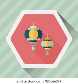 Chinese New Year flat icon with long shadow,eps10, Chinese decorative lantern