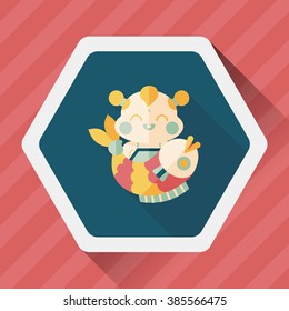 Chinese New Year flat icon with long shadow,eps10 Chinese Mascot means "May you always get more than you wish for." 