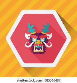 Chinese New Year flat icon with long shadow,eps10,The dragon and lion dancing head