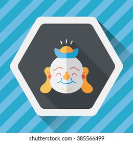 Chinese New Year flat icon with long shadow,eps10, Maitreya means "Bless you have wealth, monasticism and popularity."
