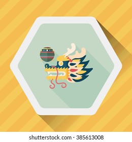 Chinese New Year flat icon with long shadow,eps10,The dragon and lion dancing head