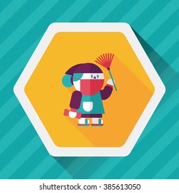 Chinese New Year flat icon with long shadow,eps10, When the Chinese New Year ,we will be cleaning our homes and the environment. 