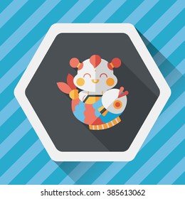 Chinese New Year flat icon with long shadow,eps10 Chinese Mascot means "May you always get more than you wish for." 