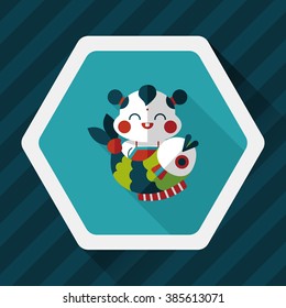 Chinese New Year flat icon with long shadow,eps10 Chinese Mascot means "May you always get more than you wish for." 