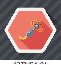 Chinese New Year flat icon with long shadow,eps10, lucky Chinese knot pendant means " wish good luck and fortune comes."