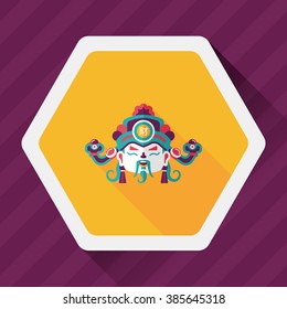 Chinese New Year flat icon with long shadow,eps10, God of wealth