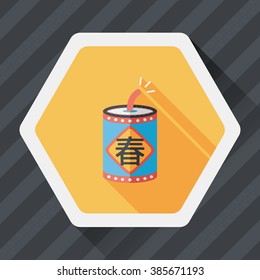 Chinese New Year flat icon, eps10, word Fu, Chinese festival couplets with firecrackers means " wish good luck and Spring comes."